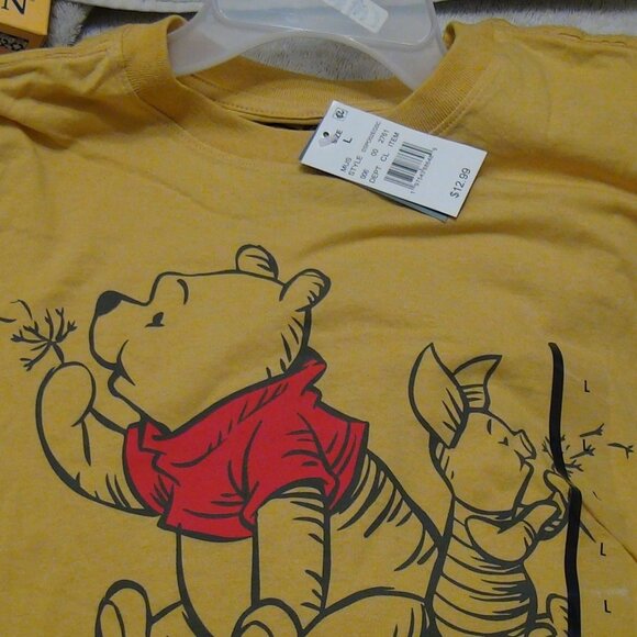 Disney Winnie the Pooh and Piglet T-shirt Yellow Women's Large - Picture 7 of 16